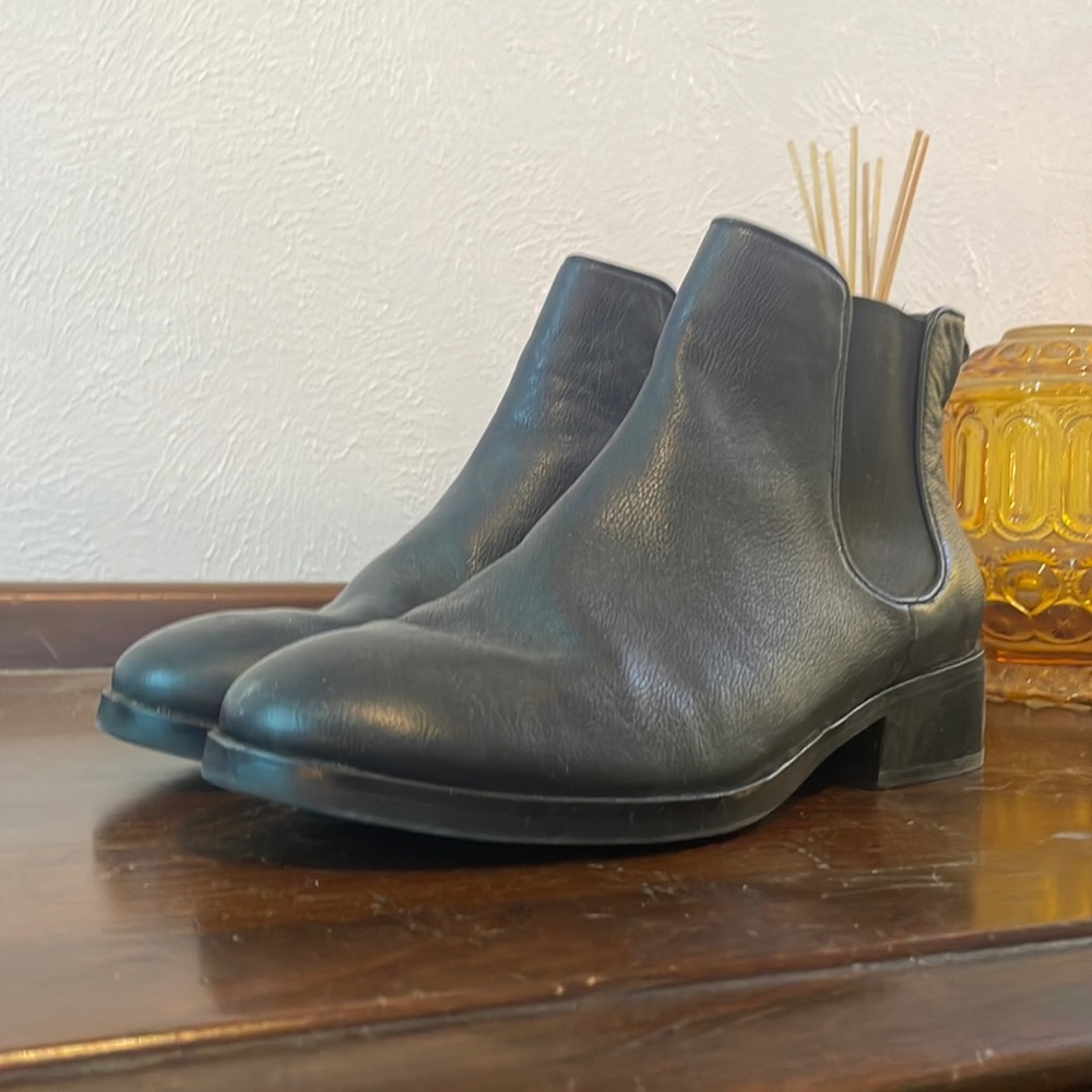 Cole Haan Black Faux Leather Ankle Boot Bootie